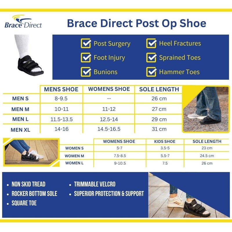 Brace Direct Post-Op Shoe L3260 - Adjustable Orthopedic Walking Shoe for Broken Foot & Toe, Stress Fractures, Bunions, Post-Surgery Recovery, Left or Right Foot, Men XL (US Shoe Size 14-16/31 cm) - Image 3